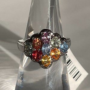 Multi Sapphire Cluster Ring -- Size 5